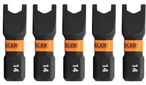 Railer Spanner #14 Impact Driver Bit - Snake Eye #14 S2 Steel 1 Inch Spanner Insert Bits (5 Pack)