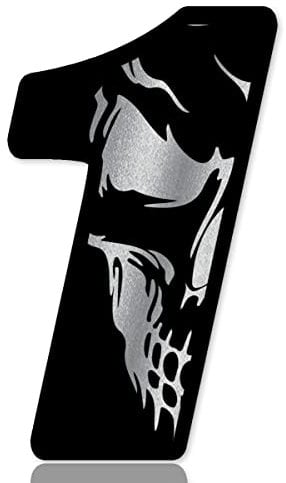 SkinoEu Numero di partenza numeri auto moto vinile adesivo teschio nero argento adesivo teschio teschio teschio moto sport corsa numero tuning 1 N 251
