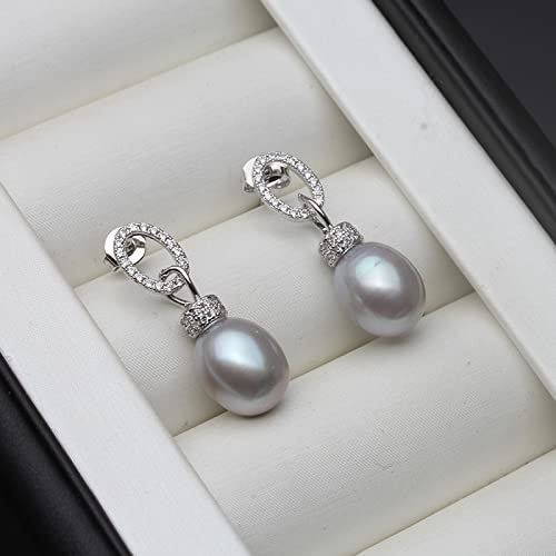 Bysonglezai Perlenohrringe Damen Perle Ohrstecker Ohrringe Earrings Natürliche Süßwasser Grau Perle Ohrringe Frauen Trendige Ohrstecker Ohrring Feiner Jubiläumsgeschen