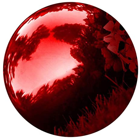 Yardenfun Gartenkugel Edelstahl Reflektierende Kugel Rot Polierte Kristallkugel 150mm für Innen und Außendekoration Gartendekor Wetterfest Moderne Dekoration für Garten Terrasse