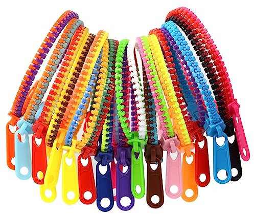 Armband-Set mit 30 Reißverschlüssen in gemischten Farben: Sensorisches Spielzeug, Stressabbau und Freundschaftsarmbänder für Kinder - Modeschmuck und perfekte Geburtstagsparty-Geschenke