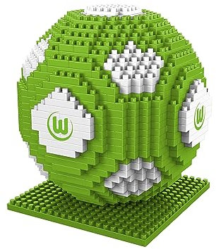 FOCO Offizielles Lizenzprodukt VFL Wolfsburg BRXLZ-Steine 3D-Fußball BAU-Set +12 YO Bricks
