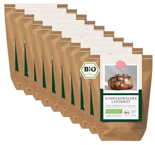 Bio Schwarzwälder Landbrot Brot Backmischung - Brotbackmischung für rustikales Brot - auch für Brotbackautomat geeignet - Bake with Love - (10er Pack)