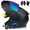 Bluetooth Motorradhelm, Vollvisierhelm mit 2 Fahrern Helm Bluetooth Intercom DOT/ECE Genehmigt, Leicht, Klapphelm mit Doppelvisier, Modularer Helm für Erwachsene Männer Frauen S~XL