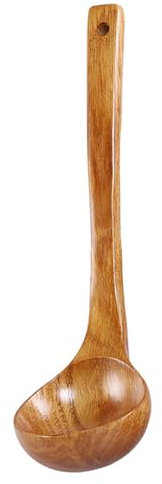 Suppenkelle aus Holz, japanisches Massivholz, langer Griff, heißer Topflöffel, Küche, Kochutensilien, Suppenkelle, Kochen