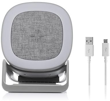 InnovaGoods - 4 in 1 Kabelloses Ladegerät mit LED-Lampe, Bluetooth Lautsprecher, Induktionsladung 10W, Multifunktional für Büro und Zuhause, Touch-Steuerung, rutschfest, Grau