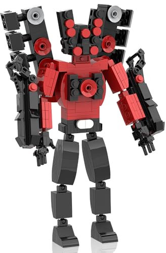 Skibidi Toilet Bausteine, Skibidi Building Blocks Toilet Set 3D Toilet Series Figure Bausteine Titan Speakerman Upgraded Skibidi Toilet Spielzeug Bausteine Set für Kinder Jungen oder Mädchen (Red01)