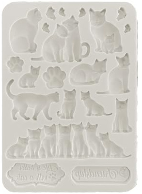 Stamperia - Silicone Mould A5 for Scrapbooking, Bullet Journals and More, Non-Stick Surface, Suitable for Air-Dry Clay, Resin and More, Perfect for Crafts and Gifting (Orchids and Cats - Cats)