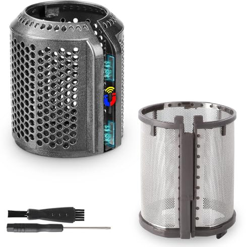 Filtro interno magnetico aggiornato per asciugacapelli + gabbia filtro esterno compatibile con Dyson Supersonic HD01 HD03 HD07 HD08 HD15 modelli di gabbia filtro asciugacapelli ricambi (grigio