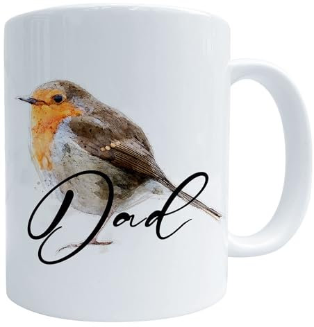 Generic Personalised Robin Mug, 11 Oz Bird Art Ceramic Coffee Cup, Custom Gift, MU001