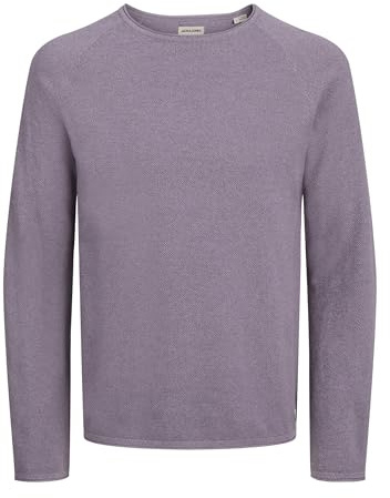 JACK & JONES JJEHILL Knit Crew Neck Noos, Gray Ridge/Detail:Twist, L