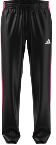 adidas Pantaloni della tuta da uomo con orlo in tricot con 3 strisce, Nero/Rosa Lucido, XXL