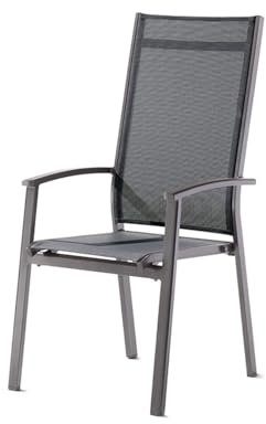 möbelando Gartenstuhl >Lima< in Eisengrau, Kunstfasergewebe - 65,5x108,5x63cm (BxHxT)