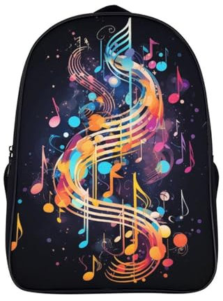 CZSDABERA Music Note 3D-Effekt Rucksack Backpack Schulrucksack Schulranzen Schultasche Sportrucksack Kindergarten Leichter Kleinkinderrucksack 40x28x16cm
