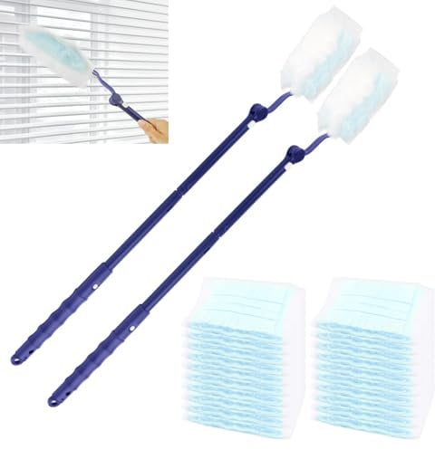 52 Stück Staubmagnet Nachfüllpack Set 50 Stück Staubtücher für Reinigungsstaub Staubtuch Nachfüllung Duster Tücher mit 2 Stück Teleskopstange für Tierhaare Staub Schmutz