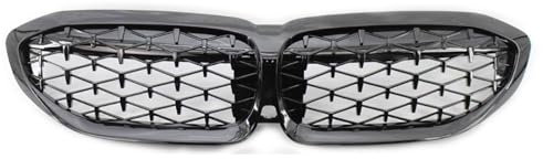 zanmeini Kühlergrill Front Grill Für BMW 3 Series G20 G21 XDrive 318i 320i 330i 2019+,Grid Style Front Grille GrillVehicle Parts Accessories,A/Glossy Black
