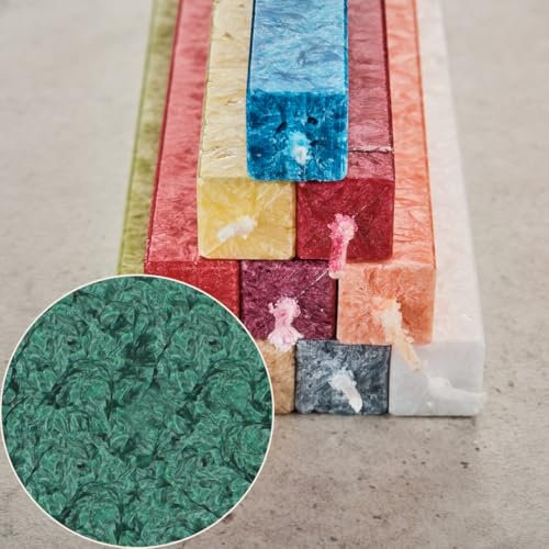 AMABIENTE classic - Eckige Stabkerze | einzigartige Form | 40 cm Höhe - 12 Stunden Brenndauer | 2 Stück | präzise Handarbeit | rußfreies Abbrennen & ruhiges Flammenspiel (Efeu)