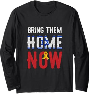 Bring Them Home Now Drapeau d'Israël avec ruban jaune style vintage Manche Longue