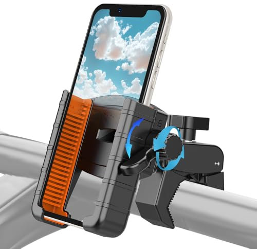 WODHMIEY Supporto per telefono bici resistente alle vibrazioni per fotografia sportiva, rotazione a 360°, sgancio rapido, adatto per telefoni 4,7 a 7,2 pollici, compatibile con manubri 20-50