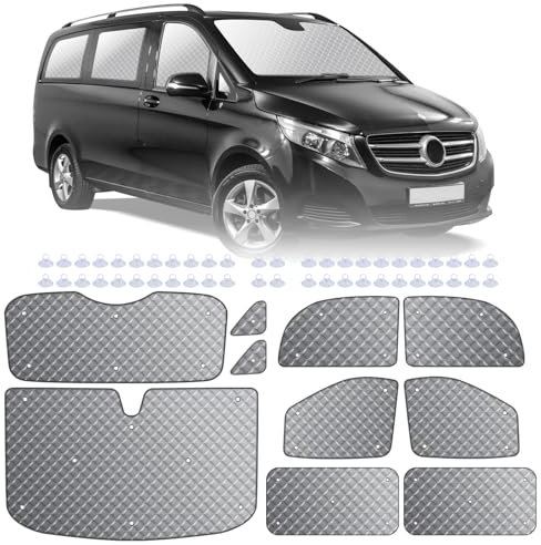 MaxEarn 8Stk Thermomatte Fahrerhaus passend für VITO III W447 2014-2024 SWB, Interne Auto Sonnenblende Frontscheibenabdeckung, Thermo Jalousien Set Verdunkelung, Sonnenschutz Windschutzscheiben Matte