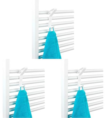 WENKO Haken für Handtuchheizkörper Universal Flexi Weiß (Packung mit 3)