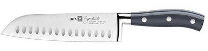 BRA Signature | Cuchillo santoku 180 mm, Acero Inoxidable alemán forjado con Molibdeno Vanadio, Mango Remachado ABS, Diseño Ergonómico, Hoja 1,6 mm espesor