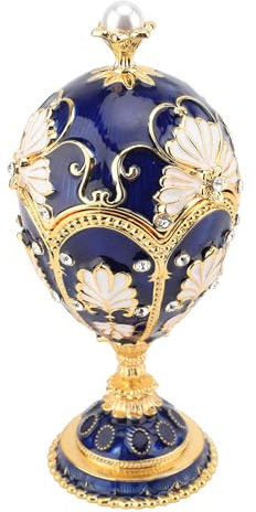 Asixxsix Handgemaltes FabergeEi, Osterei Stil dekorative Emaille Trinket Box aufklappbar, Machi Egg Ornament Schmuck Ring Halter Box Hand-Painted Blumenmuster, einzigartige Geschenke