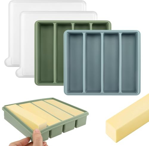 Silikon-Butterform mit Deckel, Butterform für hausgemachte Butter, antihaftbeschichtet, passend für Standard-Butterstäbchen, großer Hohlraum, hält 8 Esslöffel, Stickbehälter für Energieriegel