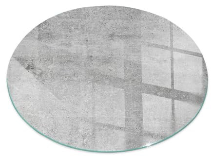 Kamin Bodenplatte Glas ⌀ 70 cm Thermischer Schutz Esszimmer Rund Wasserdicht Sicherungsblech Gestaltung Polierte Kanten Fleckenbeständigkeit Herdboden - Rohe Betonstruktur