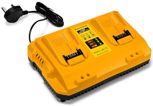 2-Ports Battery Charger Replacement Compatible with Dewalt 12V/18V/20V Lithium Batteries, Fast and Smart Charging Indicator Compatible with DCB Series Lithium Batteries, Overheat/Overcharge Protection