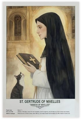 ZYGNBHL St. Gertrude of Nivelles, religious_beliefs Poster für Zimmer, Ästhetik, Leinwand, Wandkunst, Poster und Druck, ungerahmt, 30,5 x 45,7 cm