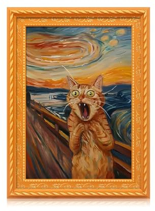Oil Painting Screaming Cats Fridge Magnets, Cute Personalised Fridge Magnet, Decorative Small Magnet for Refrigerator Locker School and Office, Creative Gifts for Cat Lovers