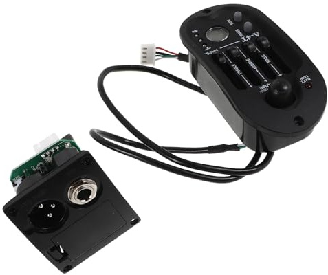 JOINPAYA Préampli Égaliseur 4 Bandes avec Micro Électro-Acoustique Intégré pour Guitare Acoustique A-4t, Écran LCD avec Accordeur, Accessoires pour Instruments de Musique, sans Batterie,