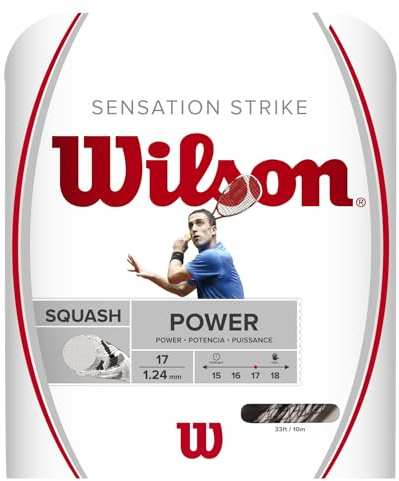 Wilson Squash-Saite Sensation Strike 17, Durchmesser 1,24 mm, 10 m Länge, weiß, WRR943200, White/Grey, Einheitsgröße