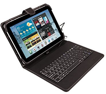 Silver HT - Funda Universal con Teclado para Tablets de 9 a 11 Pulgadas. Teclado QWERTY en Español con Cable USB C. Incluye la Letra Ñ. Negro