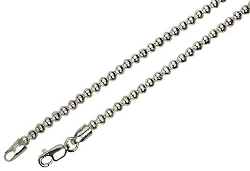 SILBERMOOS Damen Kugelkette massiv diamantiert formstabil 3 mm stark Qualitätskette aus Italien 925 Sterling Silber 45 50 cm, Länge:45 cm