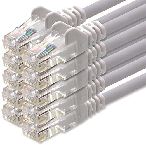 1aTTack.de 1m Cavo di Rete Bianco - 10x - Cat.6 Ethernet Gigabit LAN RJ45 10 100 1000 Mbit s - Cavo Patch UTP Compatibile con Cat.5 Cat.5e Cat.7 Cat.8 - Bianco - 10x - 1m