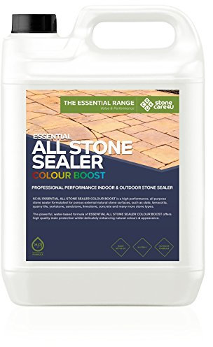 StoneCare 4u - Essential All Stone Sealer 'Colour Boost' – Eco Friendly, Highly Effective Natural Stone Sealer for Floors, Tiles, Patio's & Paving Quick & Easy to Apply. (5 Litre)