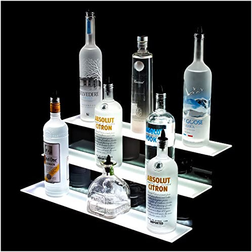 Bar Accessories for Home Pub and Man Cave | Three Tier LED RGB Colour Changing Whiskey Shelf Alcohol Bottle Display | Stand Shelves for Displaying Spirits Liquor Beer Wine | Includes Remote Control