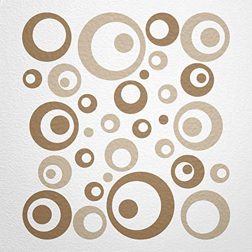 WANDfee Wandtattoo Kreise Punkte 50 Aufkleber FARBWUNSCH Wandaufkleber Kinderzimmer Fliesenaufkleber Badezimmer Küche hellbraun beige