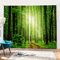 SK Studio 2er Set Verdunklungsvorhang Blickdicht Vorhang Wasserdicht mit Waldlandschaft Baumpfad Blauer Ozean Muster für Schlafzimmer Wohnzimmer Stil 19, 150x166cm