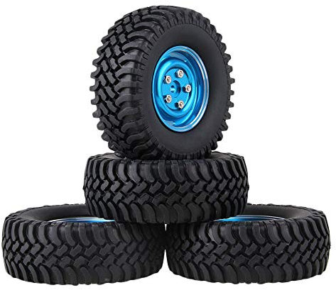 KEEDA 100mm 1,9 Zoll Metall Räder Felge und Gummireifen Reifen für 1:10 RC Rock Crawler Auto Axial SCX10 RC4WD D90 Ferngesteuerte Zubehör, Blau