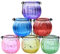 Lot de 8 photophores en verre à suspendre avec poignées, différentes couleurs, lanternes décoratives pour fête de mariage, maison, jardin