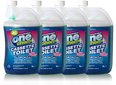 One Chem Cassette Toilet Blue Concentrate for waste and flush tanks 4 x 1L bundle