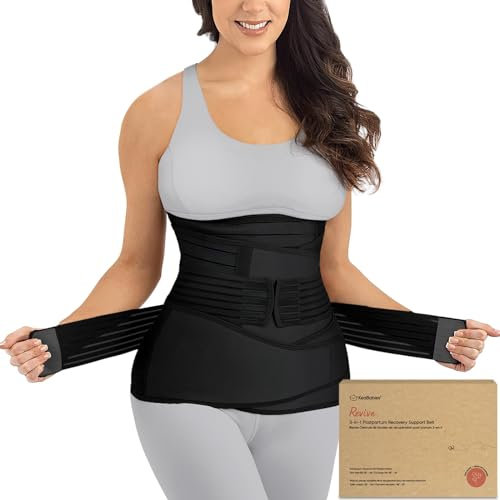 KeaBabies Revive 3 in 1 Postpartum Gürtel für Damen -Bauchgurt nach Geburt Kaiserschnitt,Rückbildungsgürtel nach Geburt,Bauchband nach Geburt,Bauchgurt Schwangerschaft (Midnight Black, M/L