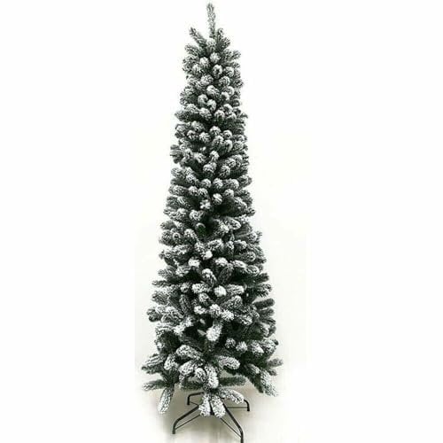 Rotex Albero di Natale Innevato Slim Stretto Realistico e Molto Folto Apertura Ad Ombrello, Salvaspazio