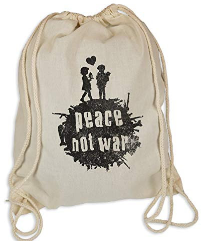 Ma2ca® Peace Not War - Gymsac Turnbeutel - Stoffbeutel Hipster Sportbeutel Rucksack bedruckt Tasche Weltfrieden Frieden Schluss mit Krieg