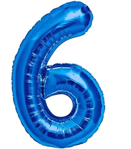 Luftballon 6. Geburtstag Zahl 6 Blau XXL Riesen Folienballon 100cm Geburtstagsdeko Jungen Ballon Zahl Deko zum Geburtstag. Fliegt mit Helium.