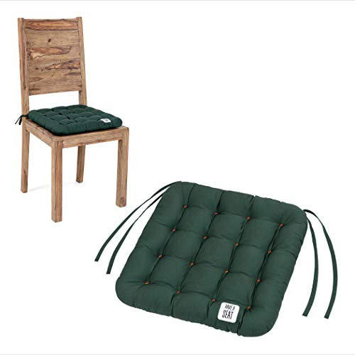 HAVE A SEAT Luxury - Sitzkissen 40x40 cm (6 St.) - bequemes Stuhlkissen, orthopädisch, waschbar bis 95°C, Trockner geeignet, farbecht - Made in Germany - (40x40 cm - 6er Set, Moosgrün)