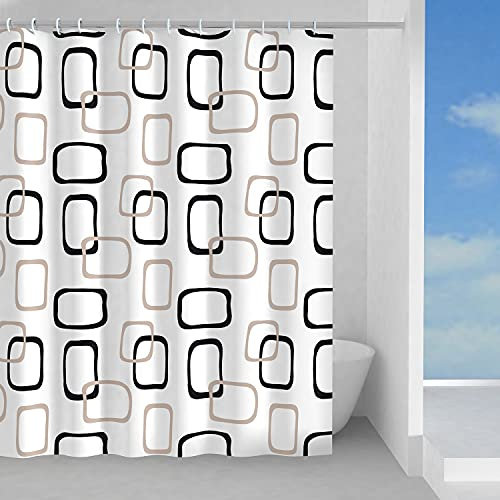 Gedy G-Piper Tenda Doccia, Tenda Doccia 120X200, Realizzata in PES, 100% Impermeabile, Finitura Beige e Nero, Design R&S, Tenda per Doccia provvista di 12 Anelli, 2 Anni di Garanzia